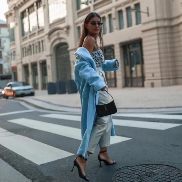 ZARA WOOL BLEND OVERSIZED COAT BLUE - Picture 4 of 5